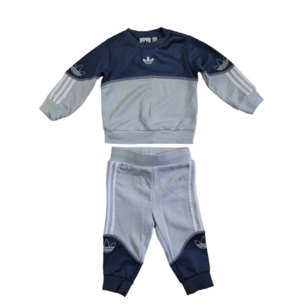 Adidas Originals Baby Boys Tracksuit Set 12 Months Navy Gray Sweatshirt & Pants